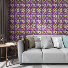 Happy Flowers Fabric Wallcovering Seamless Wallpaper Wall Decoration WCV-0232