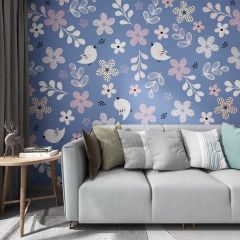 Singing Birds Fabric Wallcovering Seamless Wallpaper Wall Decoration WCV-0247