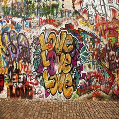 Brick Floor Photography Scenery Backdrop Graffiti Theme Banner YMY-305