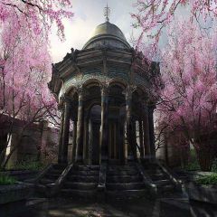 Stately Pavilion Photography Scenery Backdrop Architectural Theme Banner YMY-368
