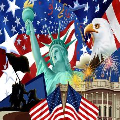 Lady Liberty Photography Scenery Backdrop Flag Theme Banner YMY-551