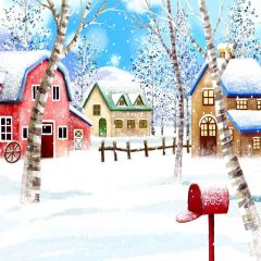Snowy Houses Photography Scenery Backdrop Christmas Theme Banner YMY-639